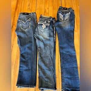 Lot of 3-Size 27 Miss Me and Rock Jeans and Cuffed Capris